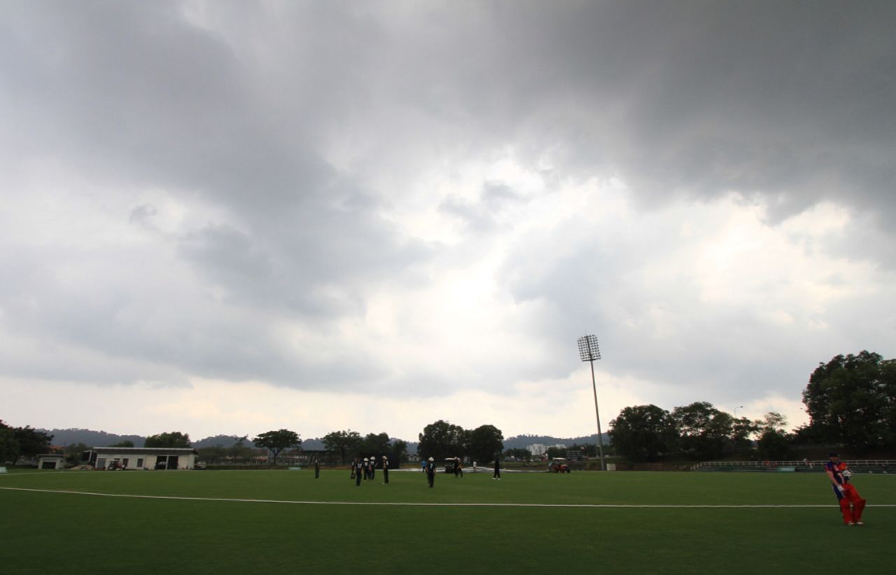 Rainclouds hover over the Kinrara Academy Oval in Kuala Lumpur, Guernsey v Jersey, World Cricket League Division Six, Kuala Lumpur, September 17 2011