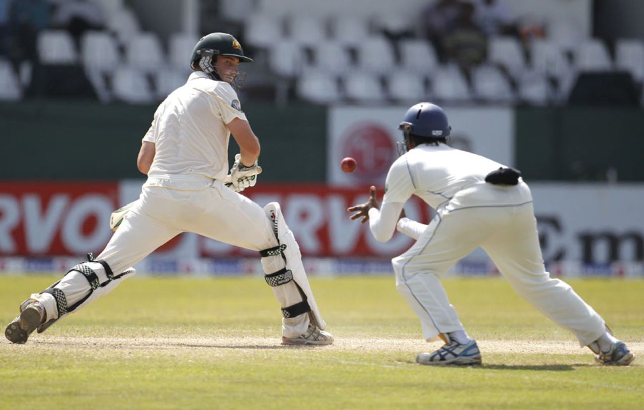 Shaun Marsh was caught at short leg for 18, Sri Lanka v Australia, 3rd Test, SSC, Colombo, 4th day, September 19, 2011