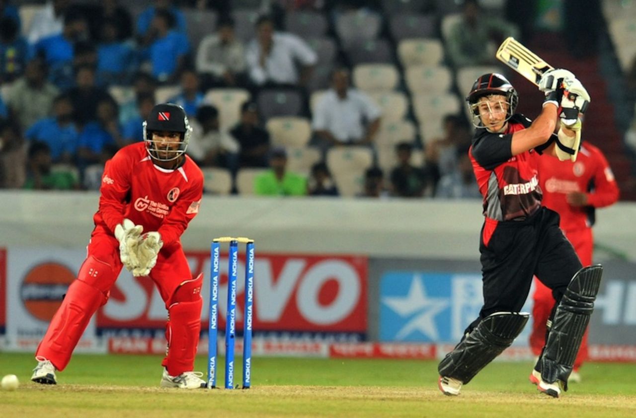 James Taylor drives through the off side, Leicestershire v Trinidad &Tobago, CLT20 qualifier, Hyderabad, September 20, 2011