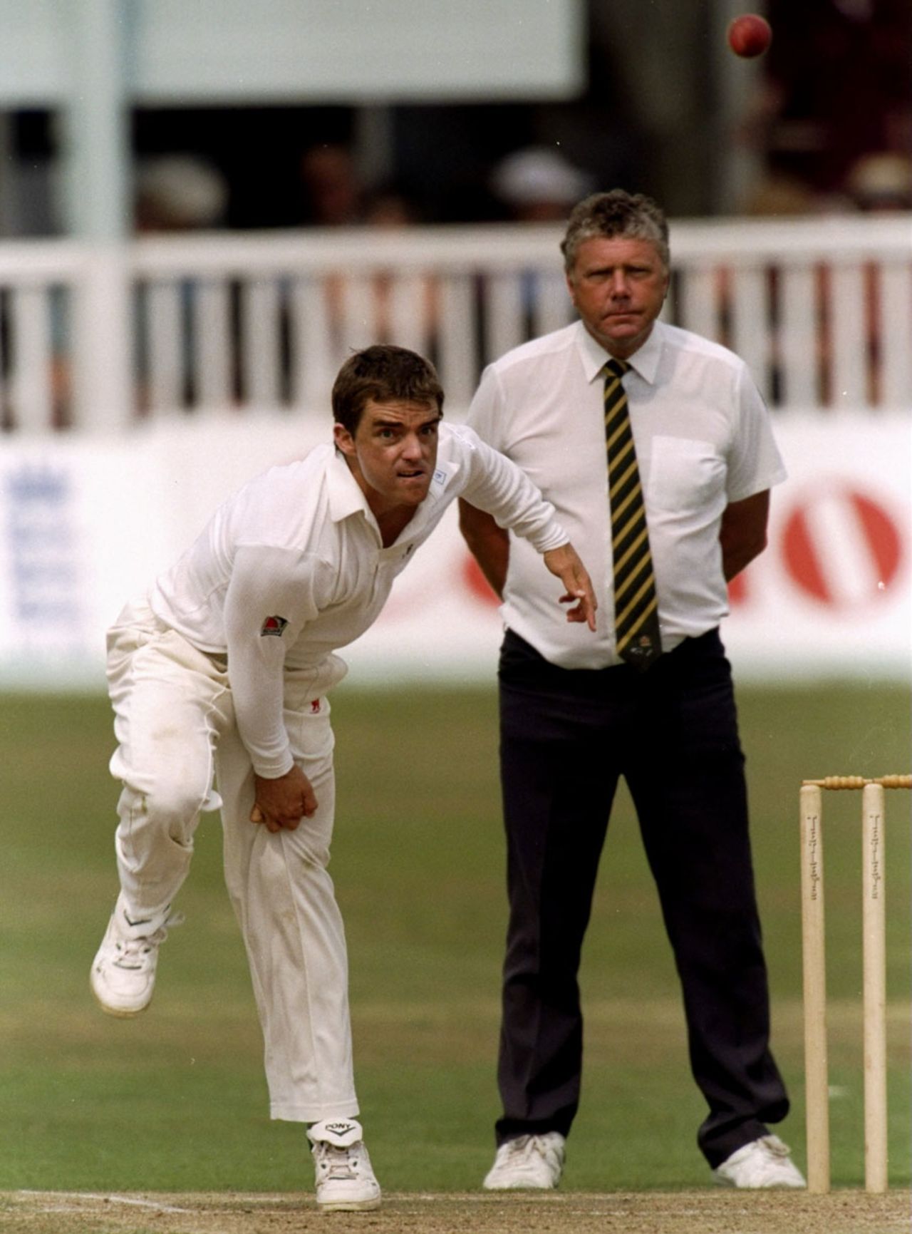 Paul Strang bowls against the touring Australians, Kent v Australians, Canterbury, 1st day, August 16, 1997