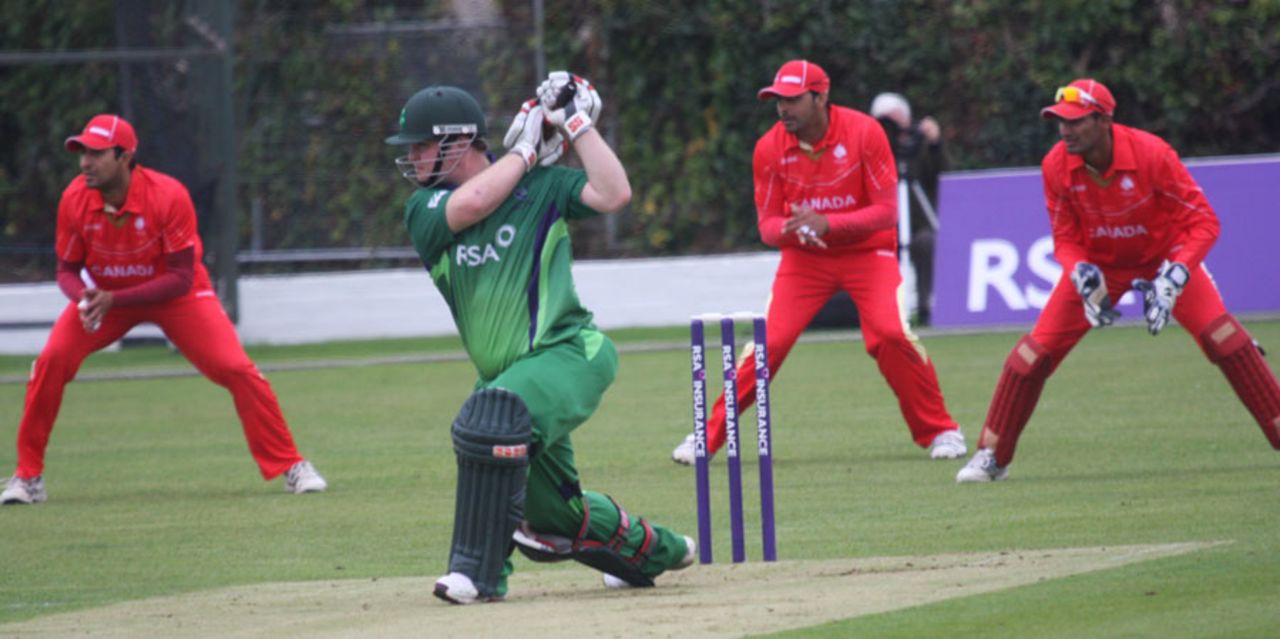 Paul Stirling hits through the covers, Ireland v Canada, Intercontinental Cup ODI, Dublin, September 19, 2011