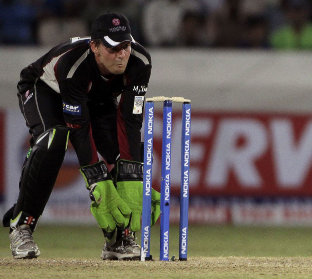 Steve Snell behind the stumps for Somerset, Auckland v Somerset, CLT20 qualifier, Hyderabad, September 20, 2011
