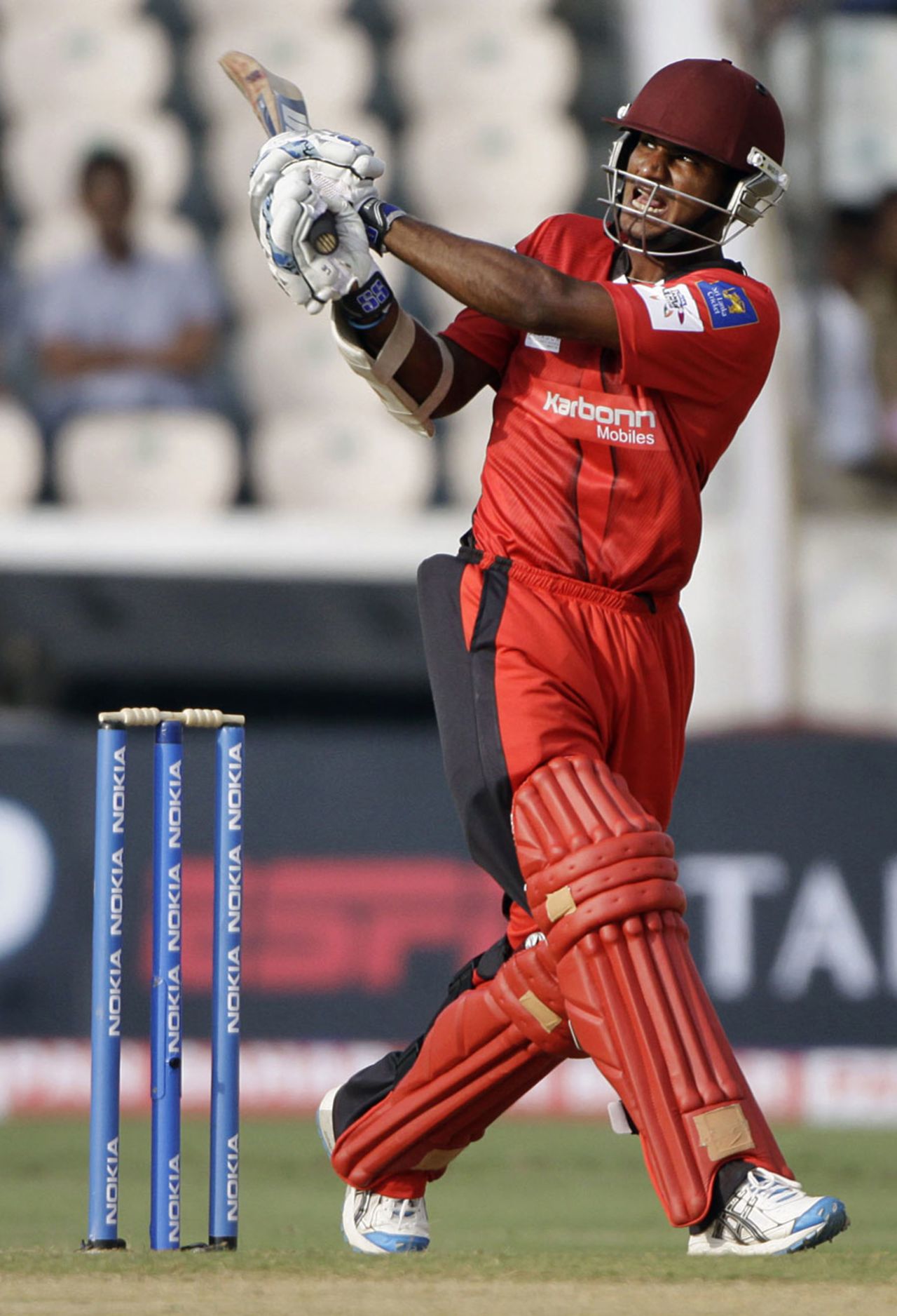 Kusal Perera swings one to the leg side, Leicestershire v Ruhuna, CLT20 qualifier, Hyderabad, September 21, 2011