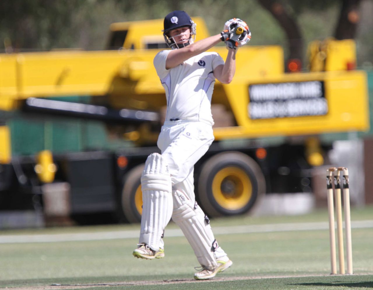 Ryan Flannigan pulls during his century, Namibia v Scotland, ICC Intercontinental Cup, Windhoek, 1st day, September 23 2011