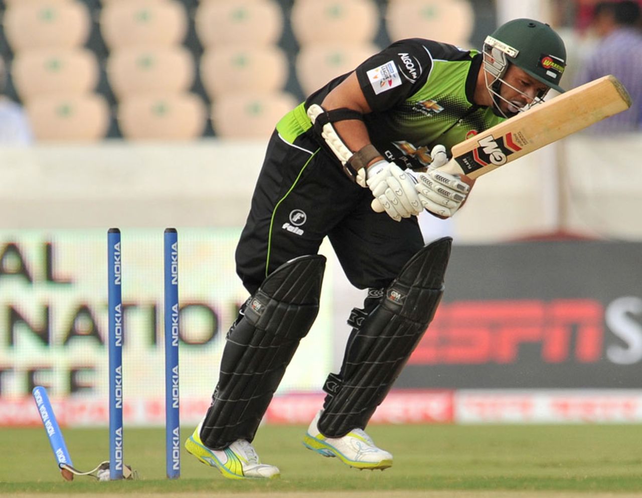 Ashwell Prince was bowled for 3, South Australia v Warriors, Champions League T20, Hyderabad, September 25, 2011