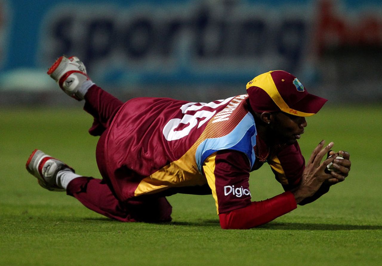 Garey Mathurin takes a catch to remove Tim Bresnan, England v West Indies, 2nd Twenty20, The Oval, September 25, 2011