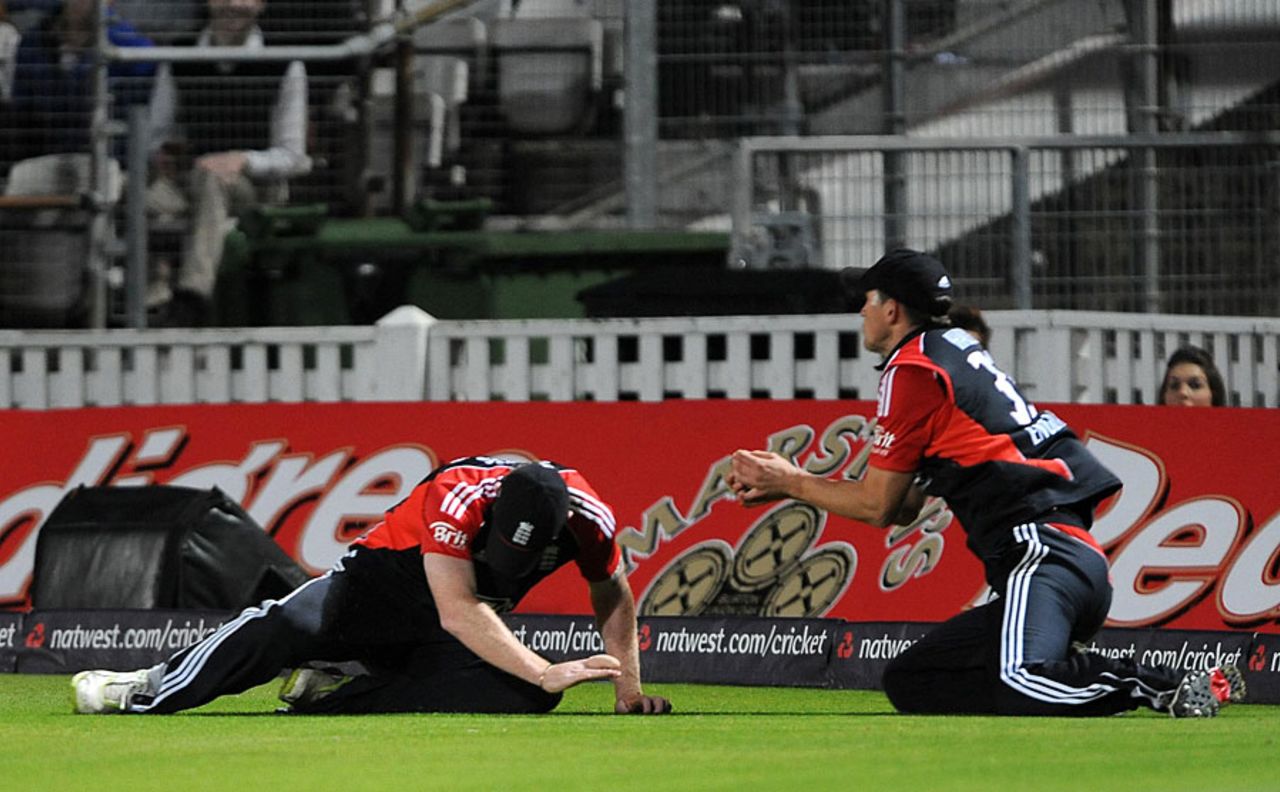 Alex Hales almost collided with Ben Stokes taking a running catch, England v West Indies, 2nd Twenty20, The Oval, September 25, 2011