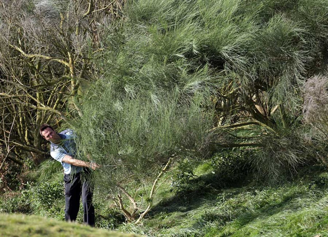 Michael Vaughan found himself in the rough during the Dunhill Links Championship, Kingsbarns, Scotland, September 28, 2011