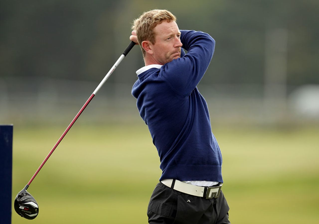 Paul Collingwood plays a practice round at the Dunhill Links Championship, Kingsbarns, Scotland, September 28, 2011