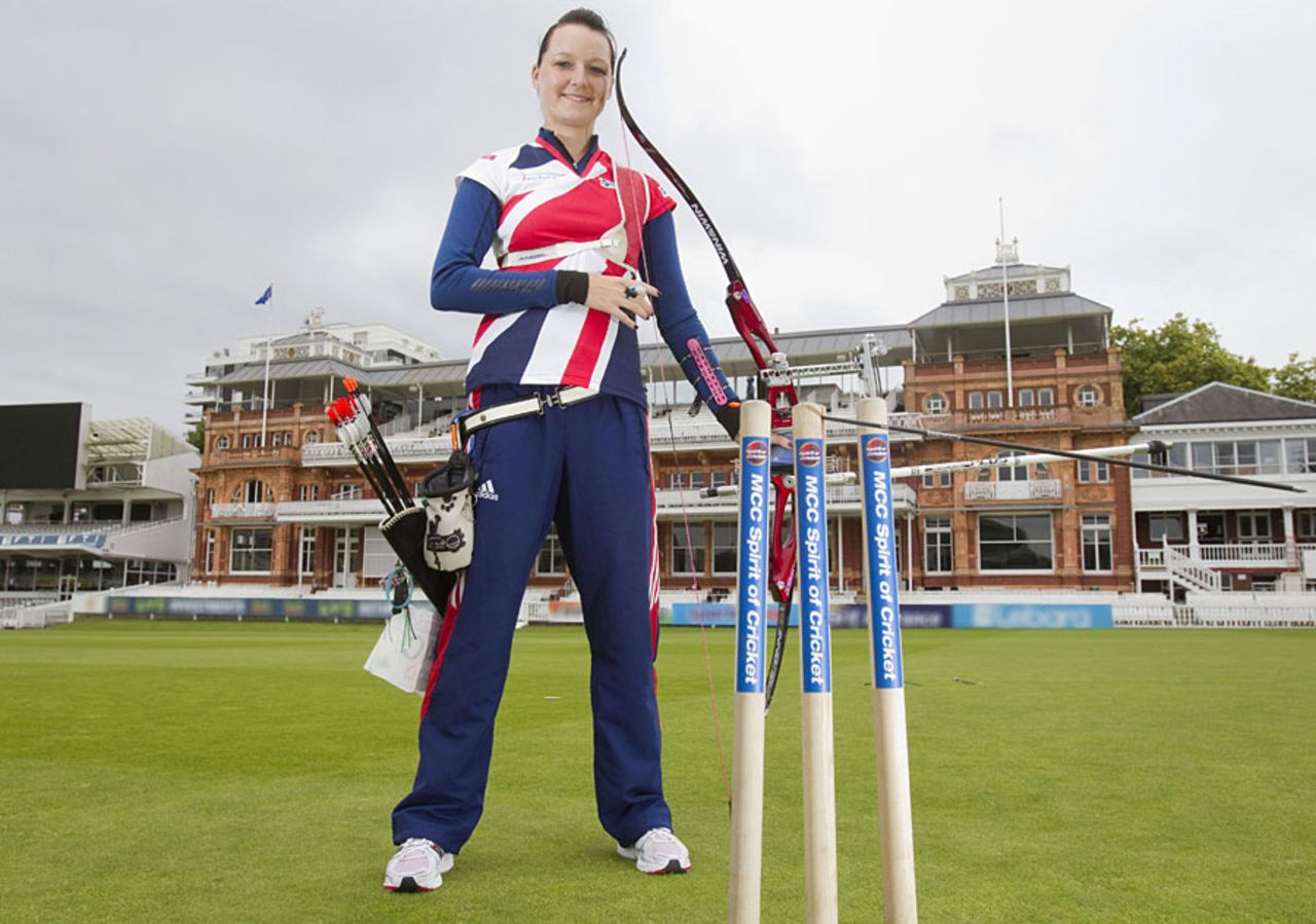 Amy Oliver, who hopes to ,make Team GB for the Olympics, poses at Lord's which will host the archery ahead of a 2012 test event, Lord's, September 29, 2011