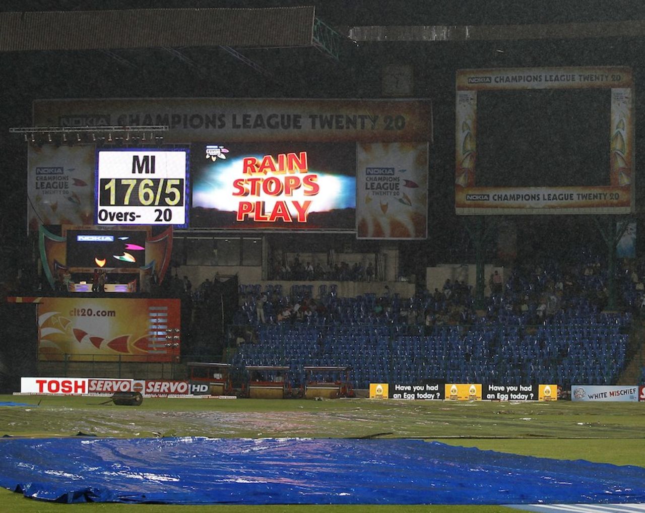 Rain ended the game after Mumbai Indians' innings, Mumbai Indians v Cape Cobras, Champions League Twenty20, Bangalore, September 30, 2011