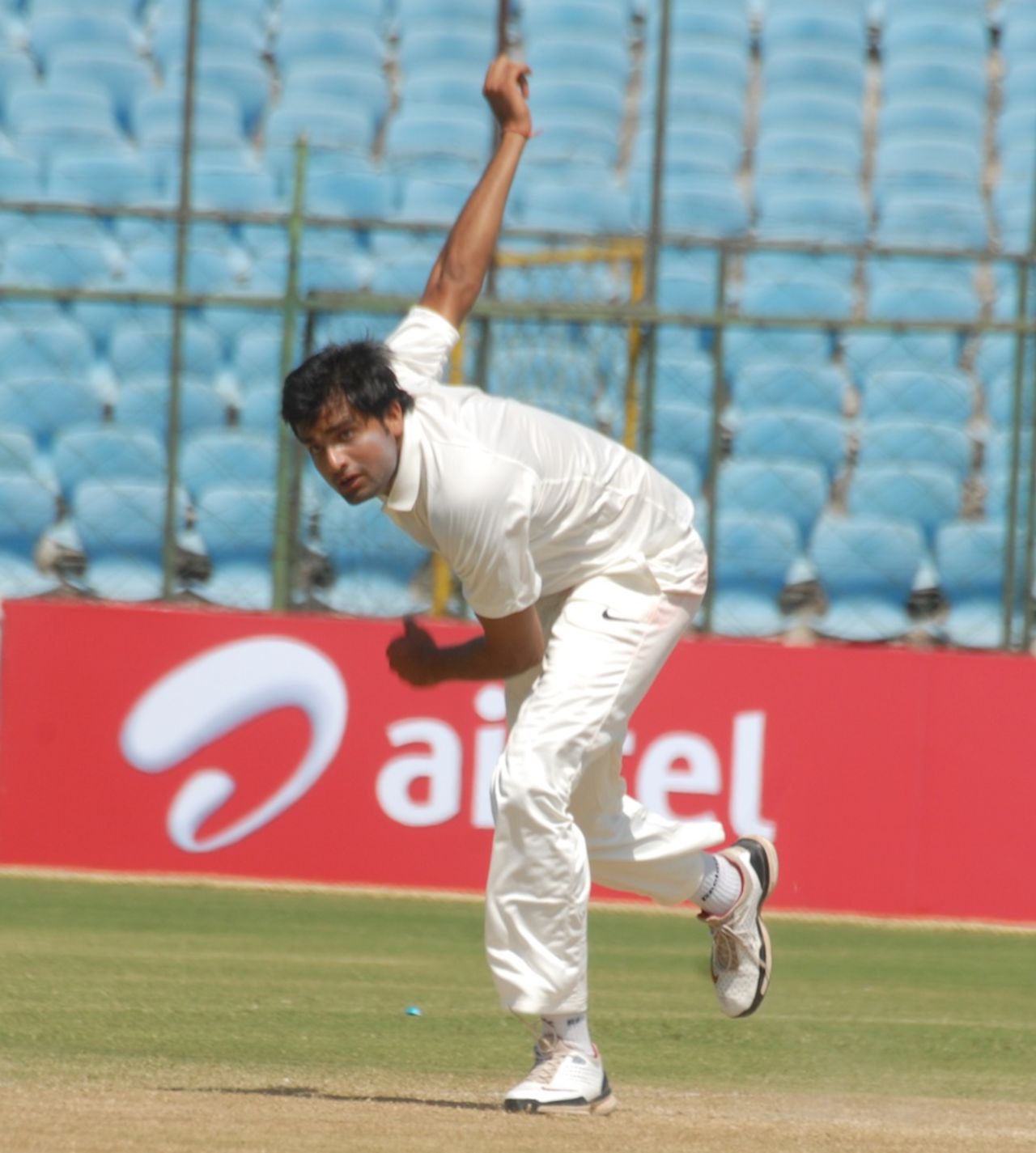 Aniket Choudhury in action on the second day, Rajasthan v Rest of India, Irani Cup, Jaipur, 2nd day, October 2, 2011