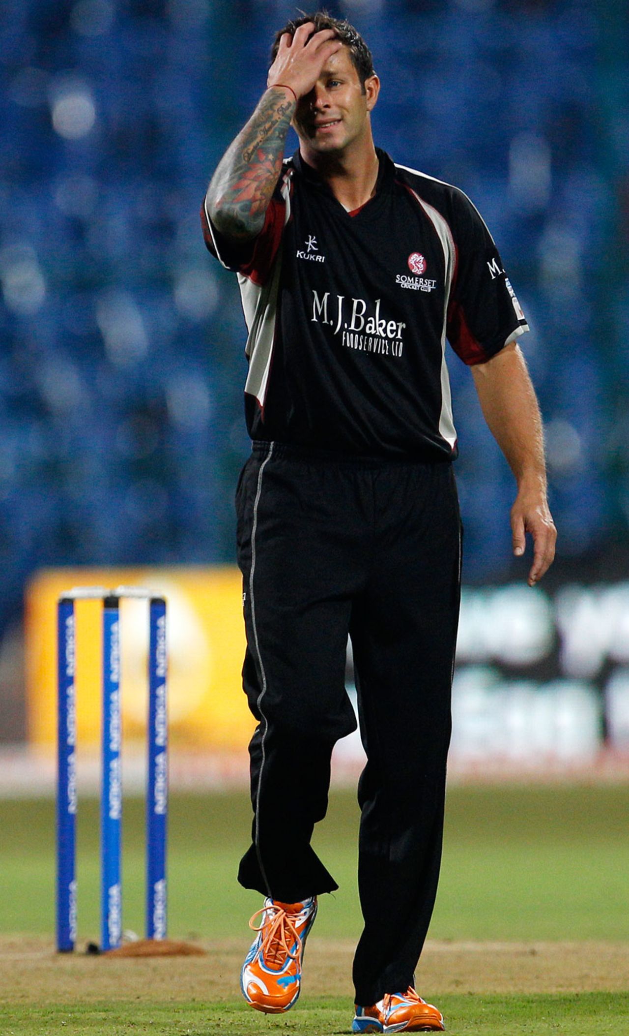 Peter Trego went for 50 in his three overs, Royal Challengers Bangalore v Somerset, Champions League Twenty20, Bangalore, October 3, 2011