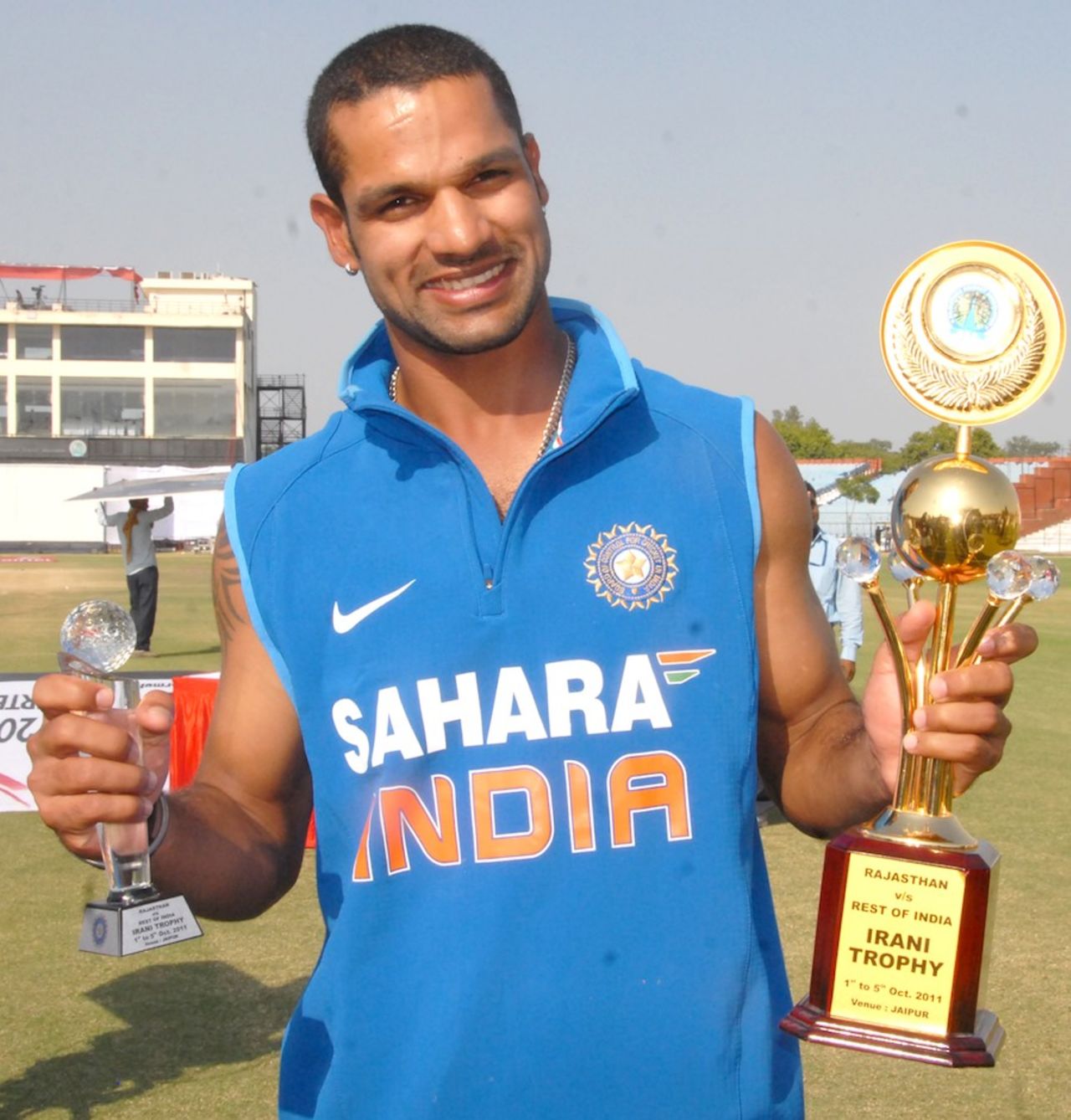 Shikhar Dhawan was the Player of the Match, Rajasthan v Rest of India, Irani Cup, Jaipur, 5th day, October 5, 2011