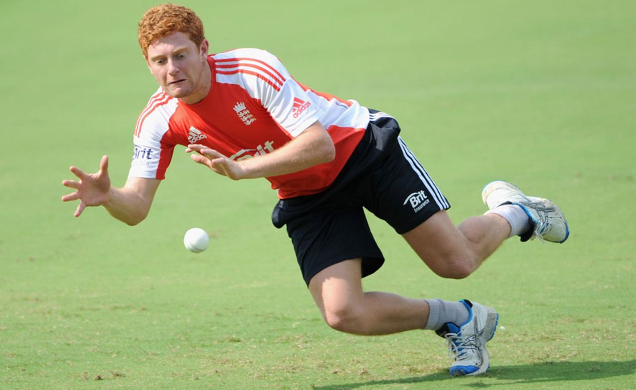 Jonny Bairstow fields during England's practice session, Hyderabad, October 6, 2011