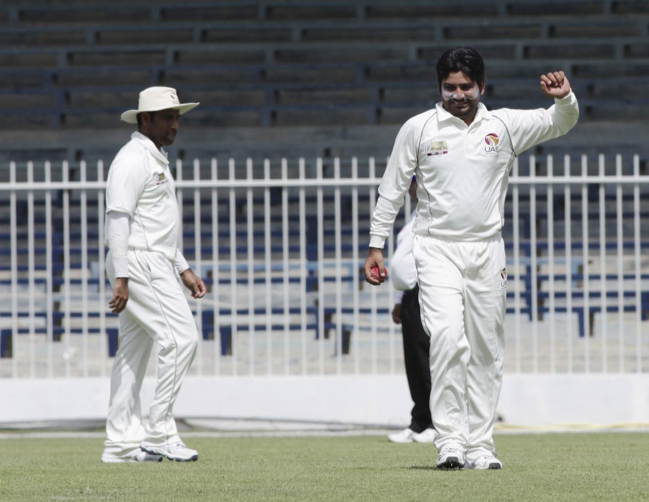 Fayyaz Ahmed celebrates a wicket, UAE v Afghanistan, Intercontinental Cup, Sharjah, 2nd day, October 6 2011