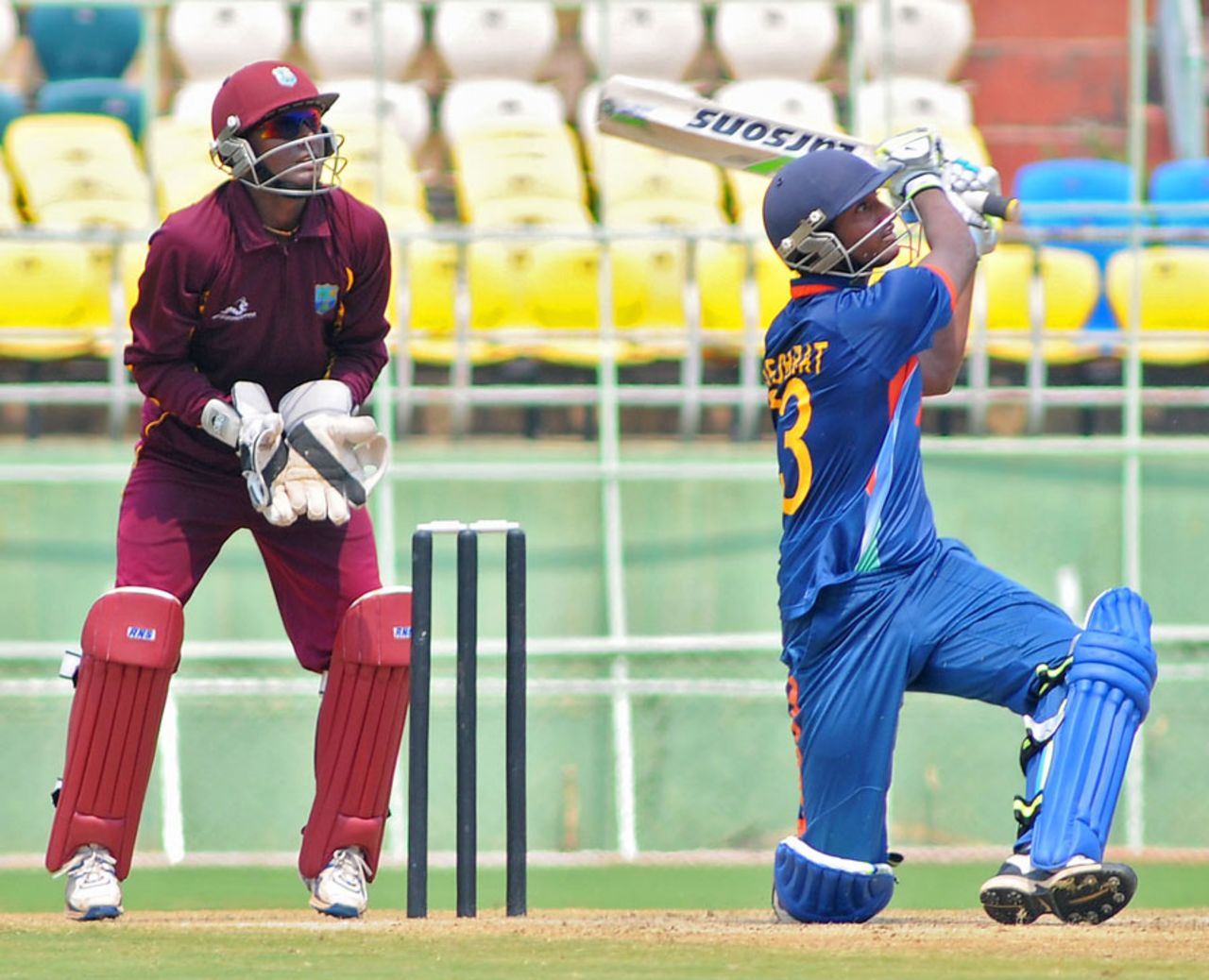 Kumar Deobrat swings one to the leg side during his 75, India Under-19s v West Indies Under-19s, Quadrangular Under-19 series, Visakhapatnam, October 7, 2011