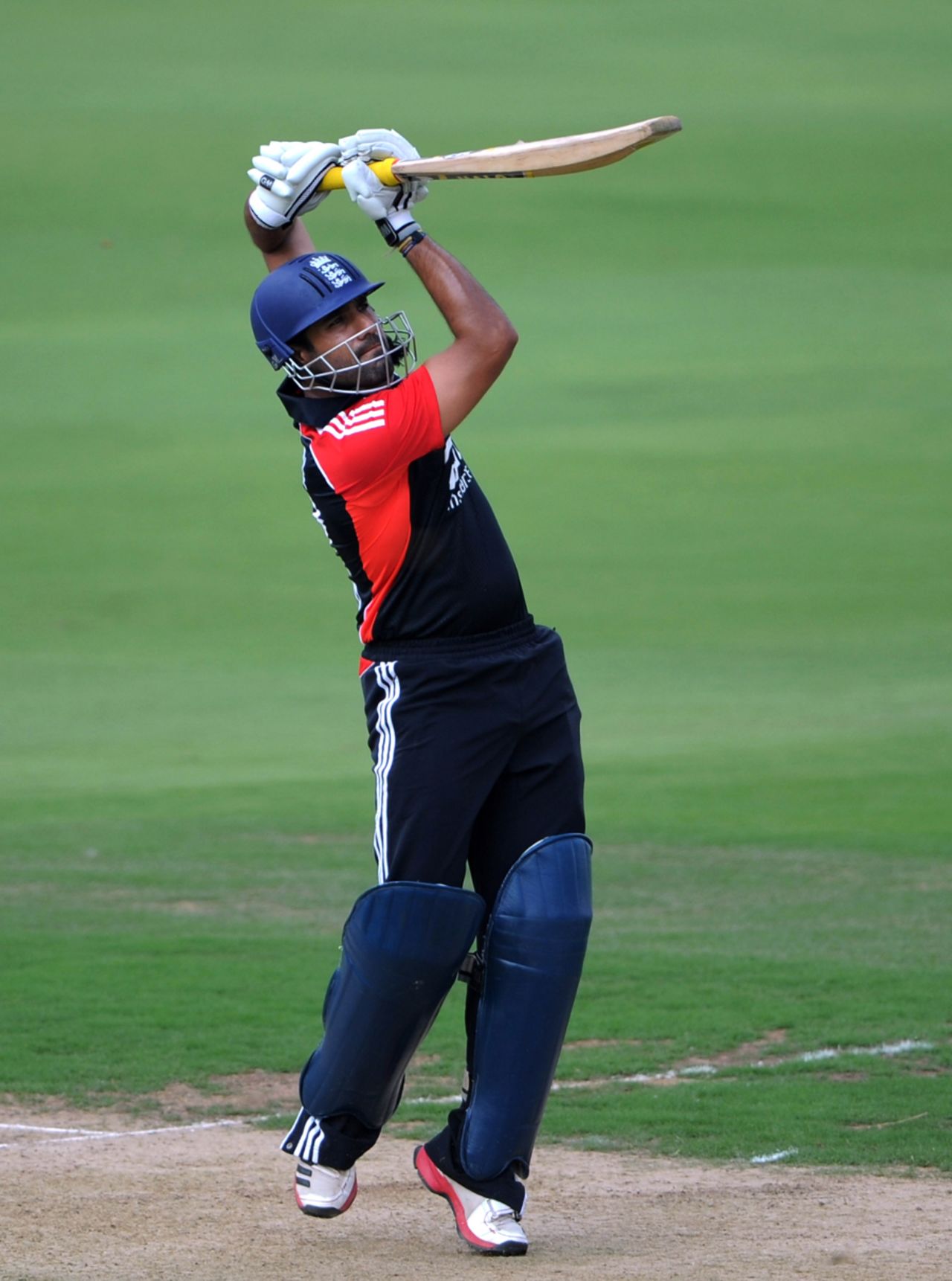 Ravi Bopara lofts down the ground during his 73, Hyderabad Cricket Association XI v England XI, Tour Match, Hyderabad, October 8 2011