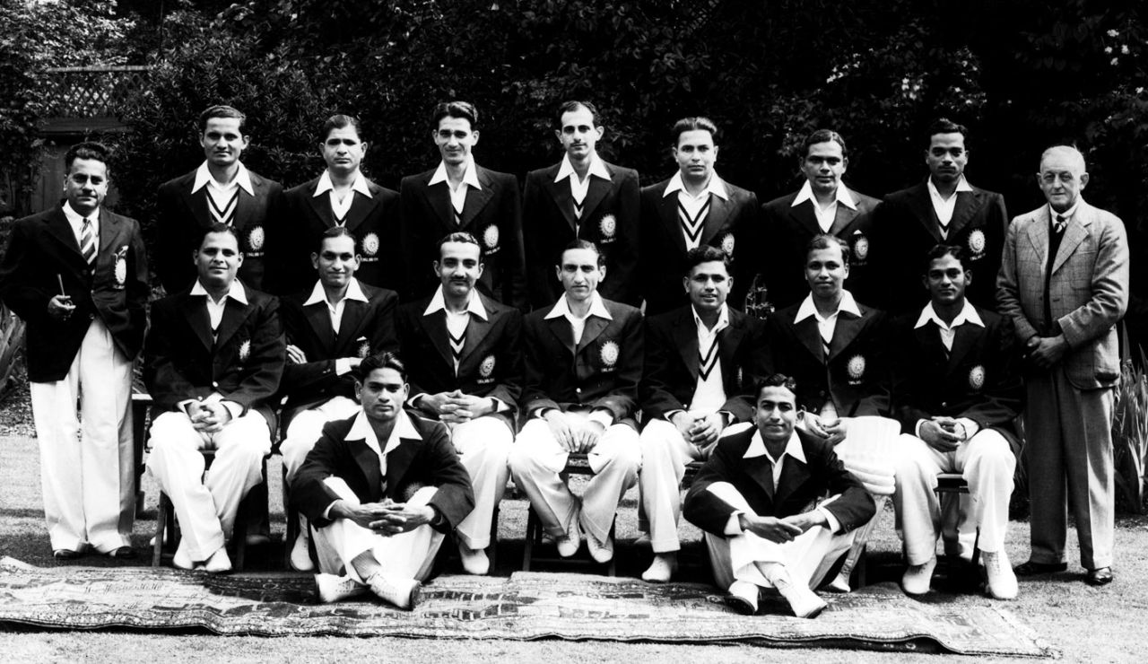 The 1946 Indian squad in England: back row (left to right) P Gupta (manager), Vijay Hazare, Vinoo Mankad, Abdul Hafeez, Rusi Modi, Ranga Sohoni, RB Nimbalkar, SG Shinde, W Ferguson (scorer). Middle row (l to r) Shute Banerjee, Mushtaq Ali, Vijay Merchant, Nawab of Pataudi snr, Lala Amarnath, DD Hindlekar, CS Nayudu. Front row (l to r) Gul Mohammad, Chandu Sarwate, May 1, 1946