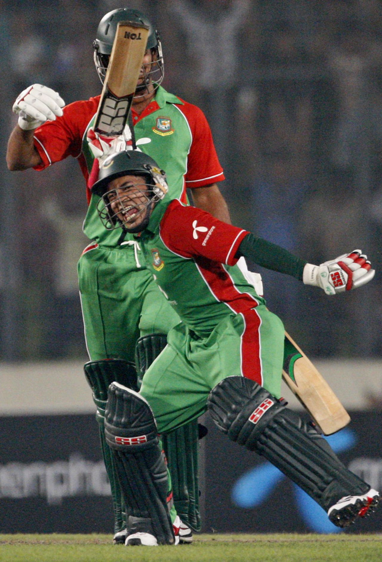 Mushfiqur Rahim is ecstatic after Bangladesh's win, Bangladesh v West Indies, only Twenty20, Mirpur, October 11, 2011