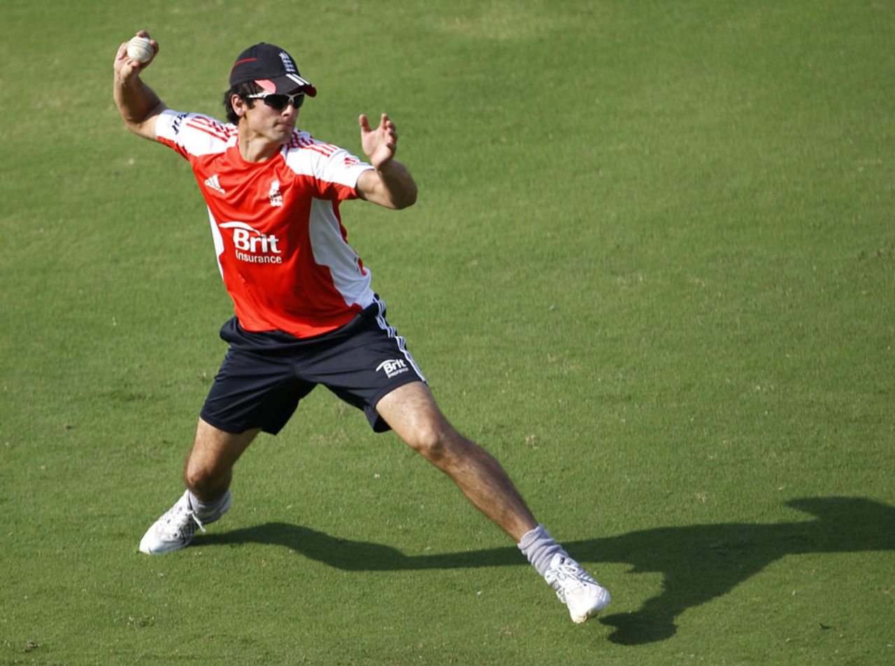 Alastair Cook participates in a fielding drill, Hyderabad, October 13, 2011