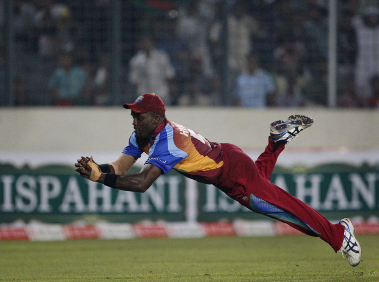 Danza Hyatt takes a spectacular catch to get rid of Naeem Islam, Bangladesh v West Indies, 1st ODI, Mirpur, October 13, 2011