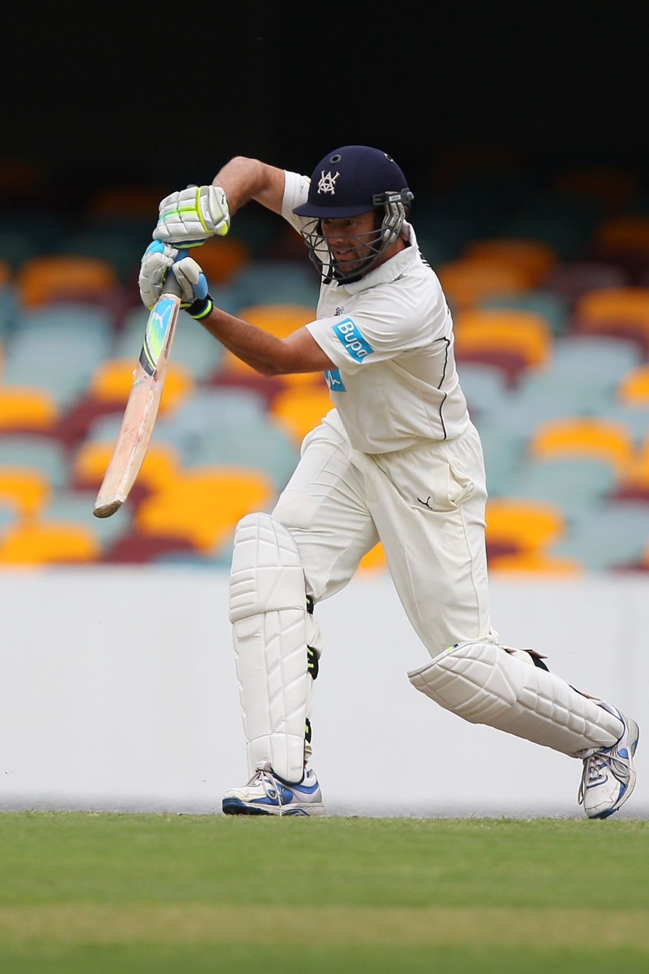 Rob Quiney drives during his innings of 109, Queensland v Victoria, Sheffield Shield, Brisbane, 1st day, October 14, 2011