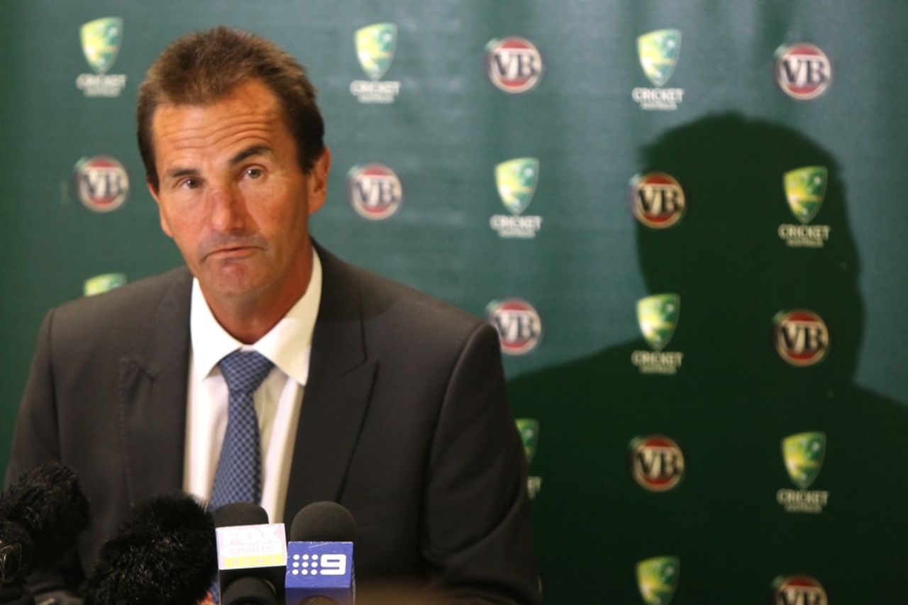 Andrew Hilditch, the chairman of selectors, announces Australia's Test squad to tour South Africa, Adelaide Oval, October 17