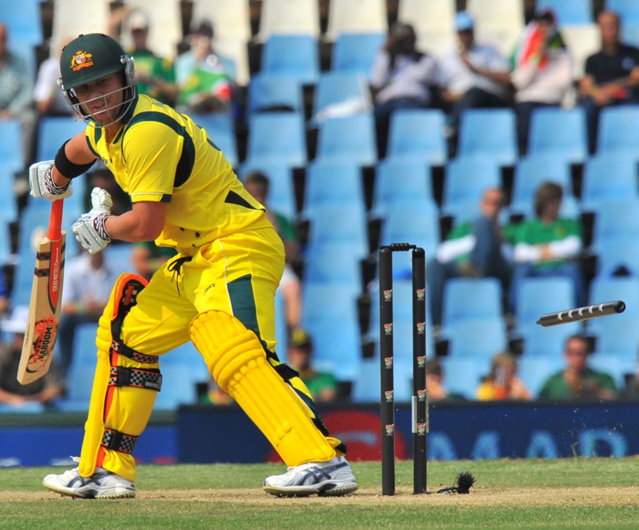 David Warner lost his off stump to Dale Steyn, South Africa v Australia, 1st ODI, Centurion, October 19 2011
