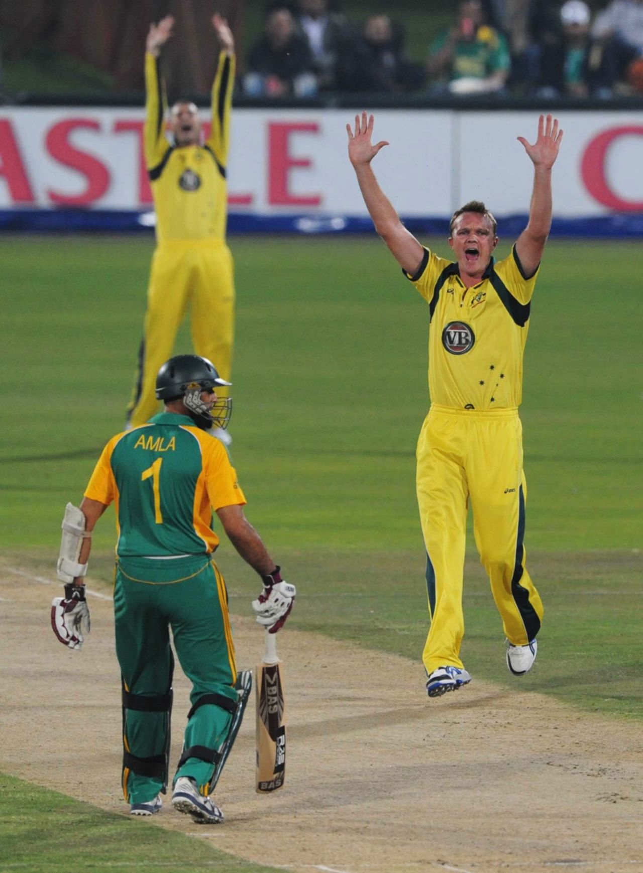 Doug Bollinger appeals for lbw against Graeme Smith, South Africa v Australia, 1st ODI, Centurion, October 19, 2011