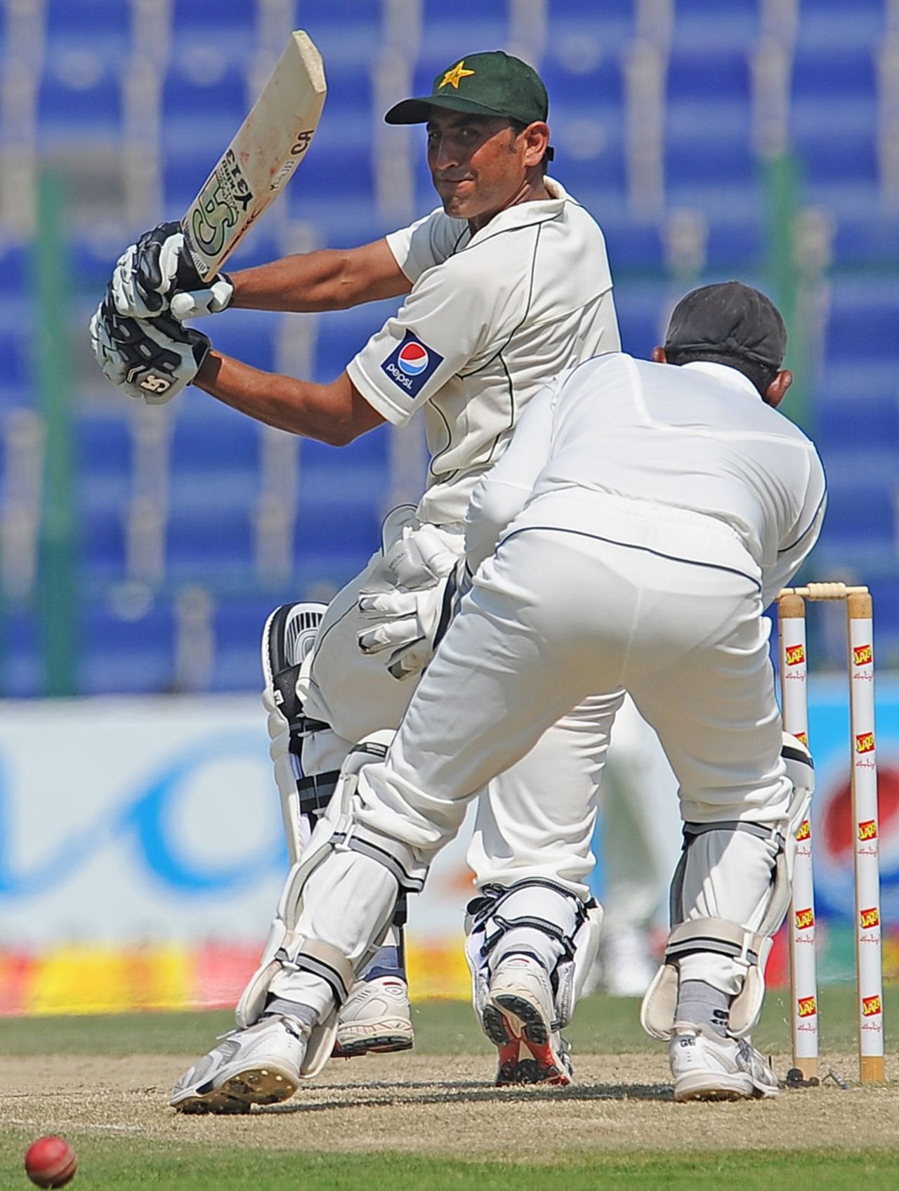 Younis Khan gets one fine down the leg side, Pakistan v Sri Lanka, 1st Test, Abu Dhabi, 3rd day, October 20, 2011