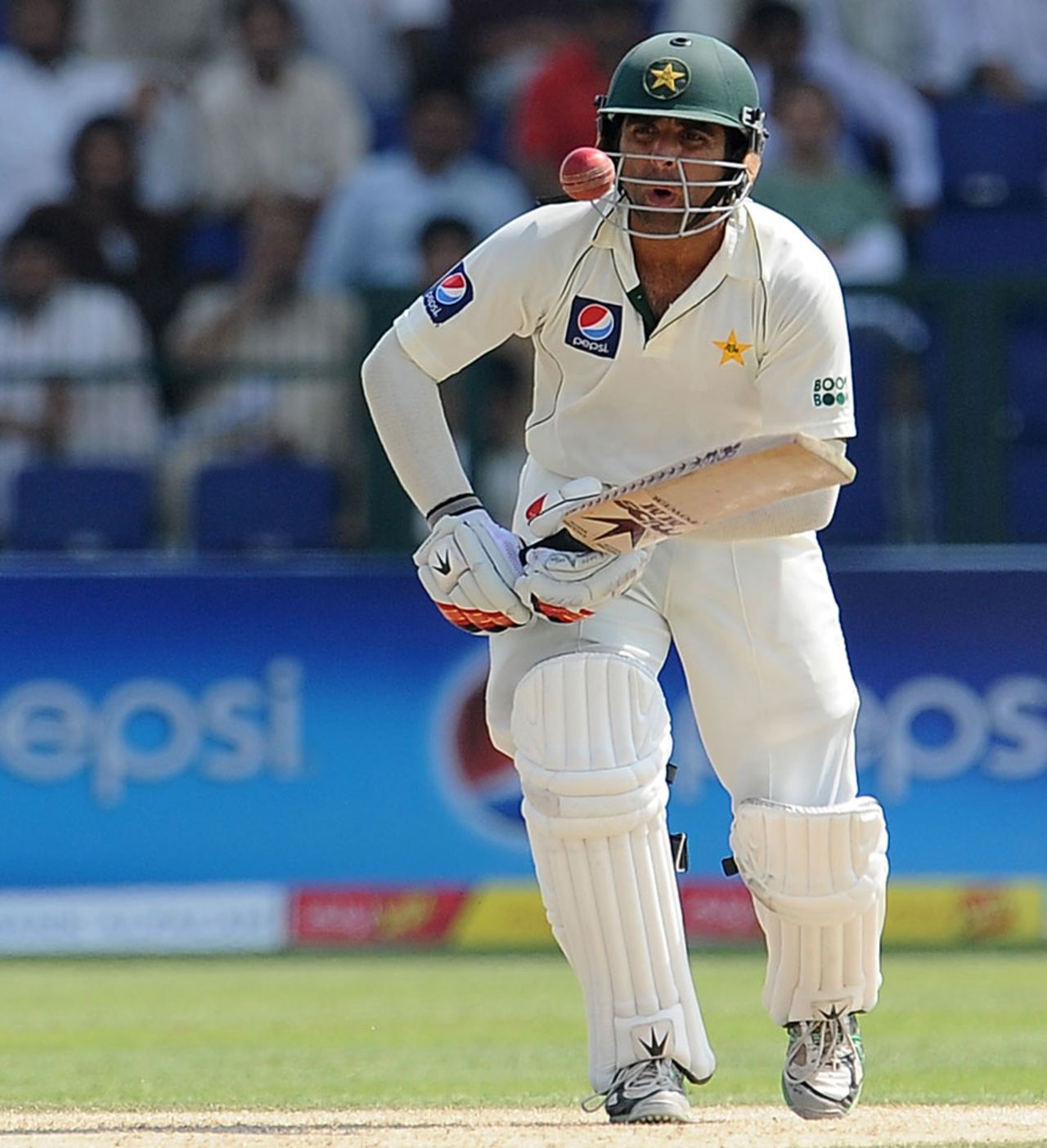 Taufeeq Umar plays a defensive shot, Pakistan v Sri Lanka, 1st Test, Abu Dhabi, 3rd day, October 20, 2011