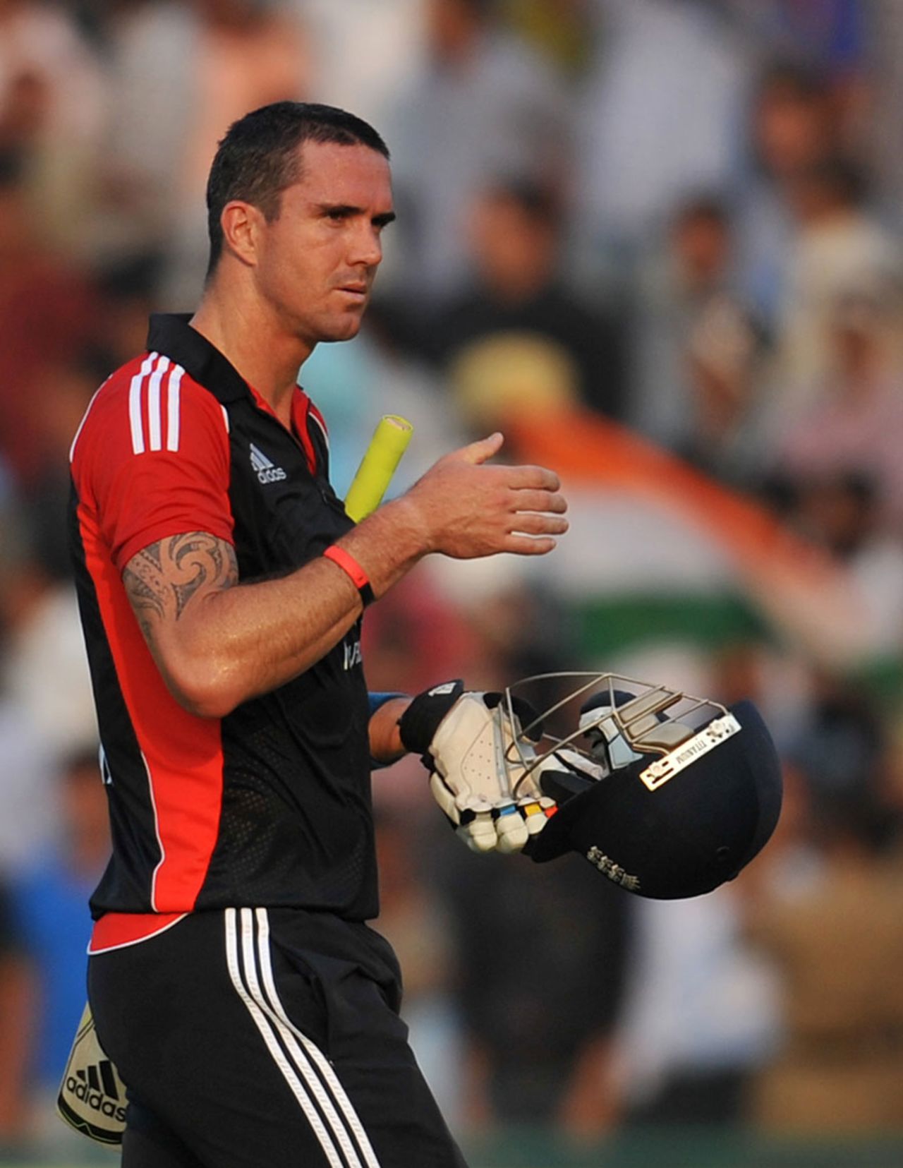 Kevin Pietersen was frustrated to be given out lbw, India v England, 3rd ODI, Mohali, October 20, 2011