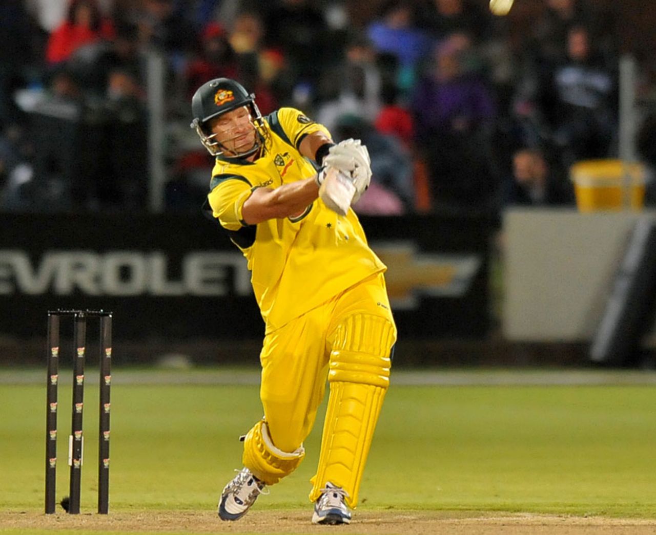 Shane Watson came out to bat after his back spasm but was caught for 15, South Africa v Australia, 2nd ODI, Port Elizabeth, October 23, 2011