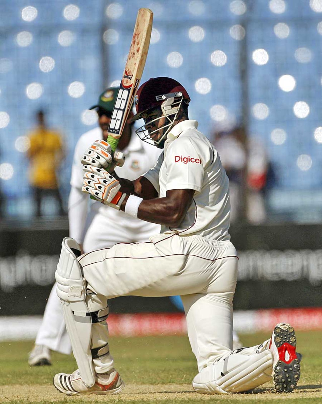 Kirk Edwards sweeps, Bangladesh v West Indies, 1st Test, Chittagong, 4th day, October 24, 2011