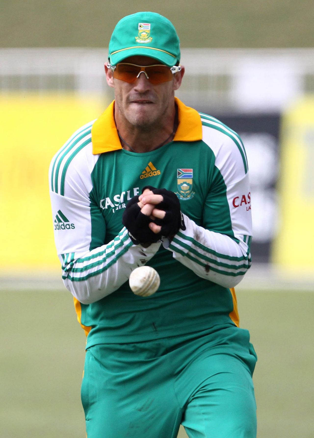 Faf du Plessis participates in a fielding drill, Durban, October 27, 2011