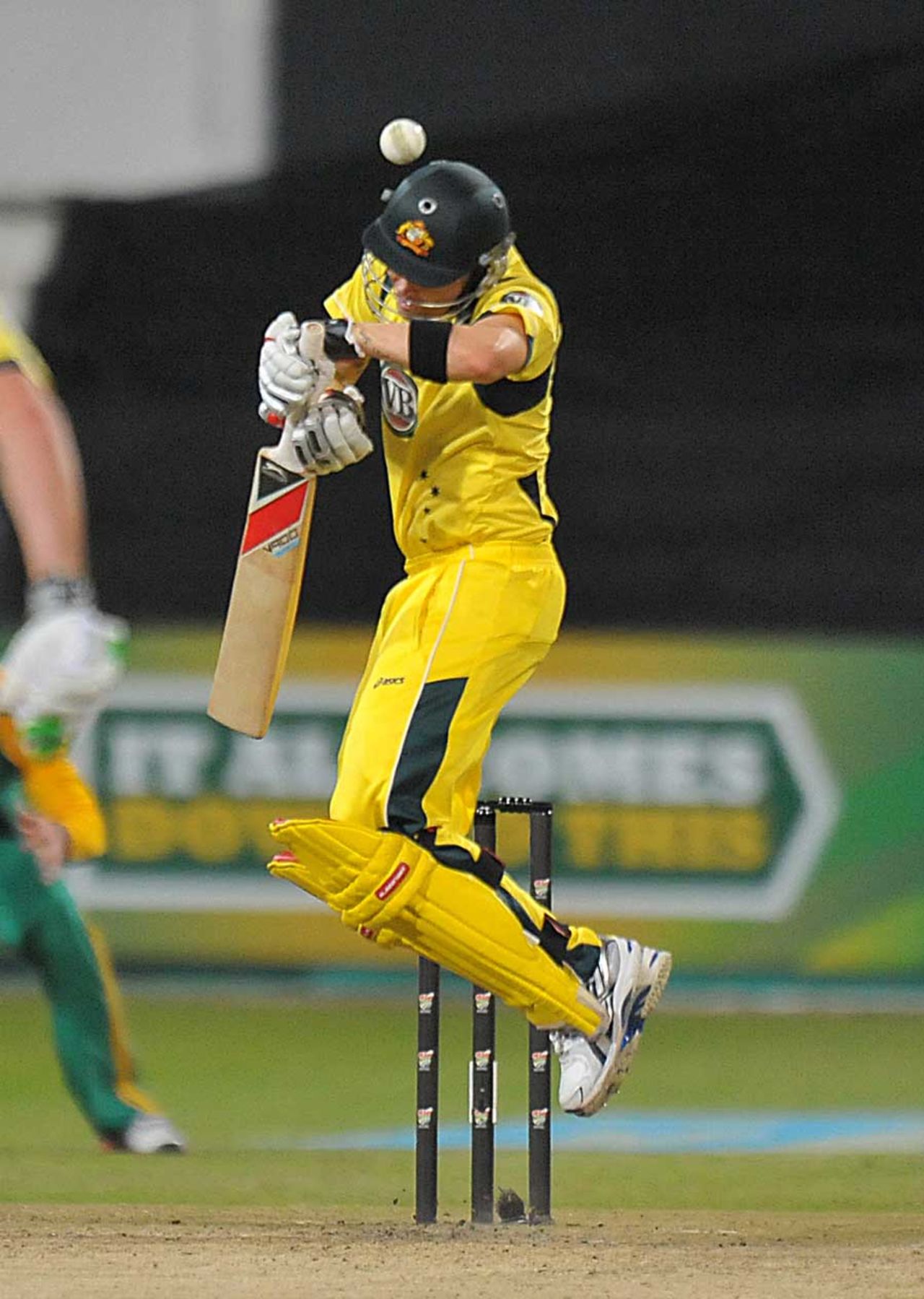 Michael Clarke sways to avoid a short ball, South Africa v Australia, 3rd ODI, Durban, October 28, 2011
