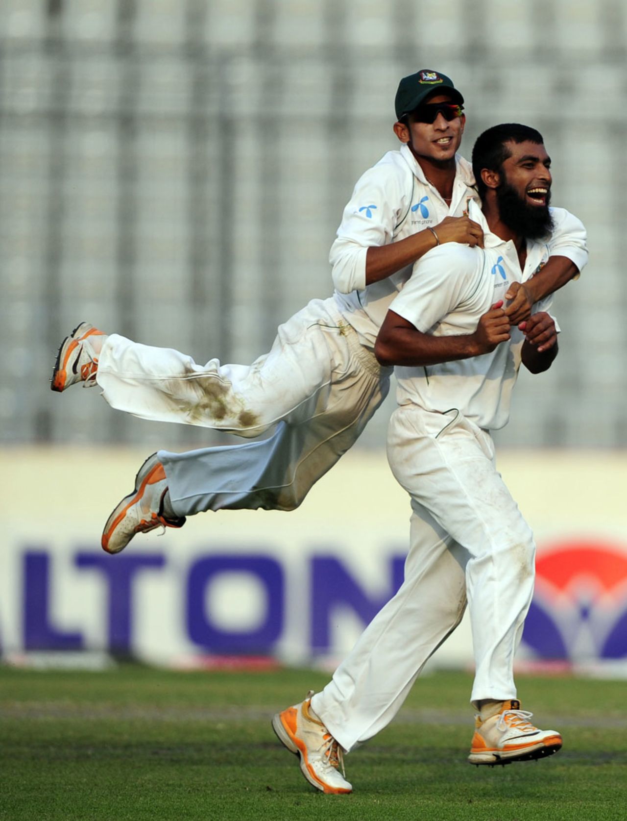 Suhrawadi Shuvo celebrates his dismissal of Kirk Edwards, Bangladesh v West Indies, 2nd Test, Mirpur, 3rd day, October 31, 2011