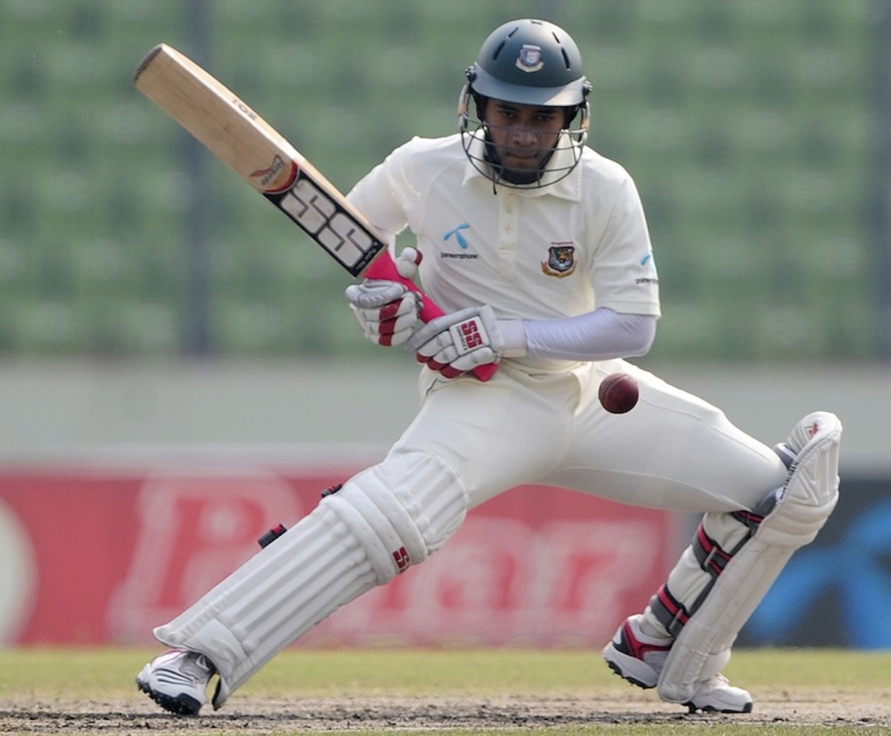 Mushfiqur Rahim lets the ball go, Bangladesh v West Indies, 2nd Test, Mirpur, 5th day, November 2, 2011