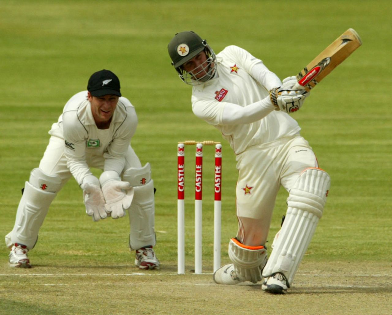 Malcolm Waller hits down the ground, Zimbabwe v New Zealand, only Test, Bulawayo, 3rd day, November 3, 2011