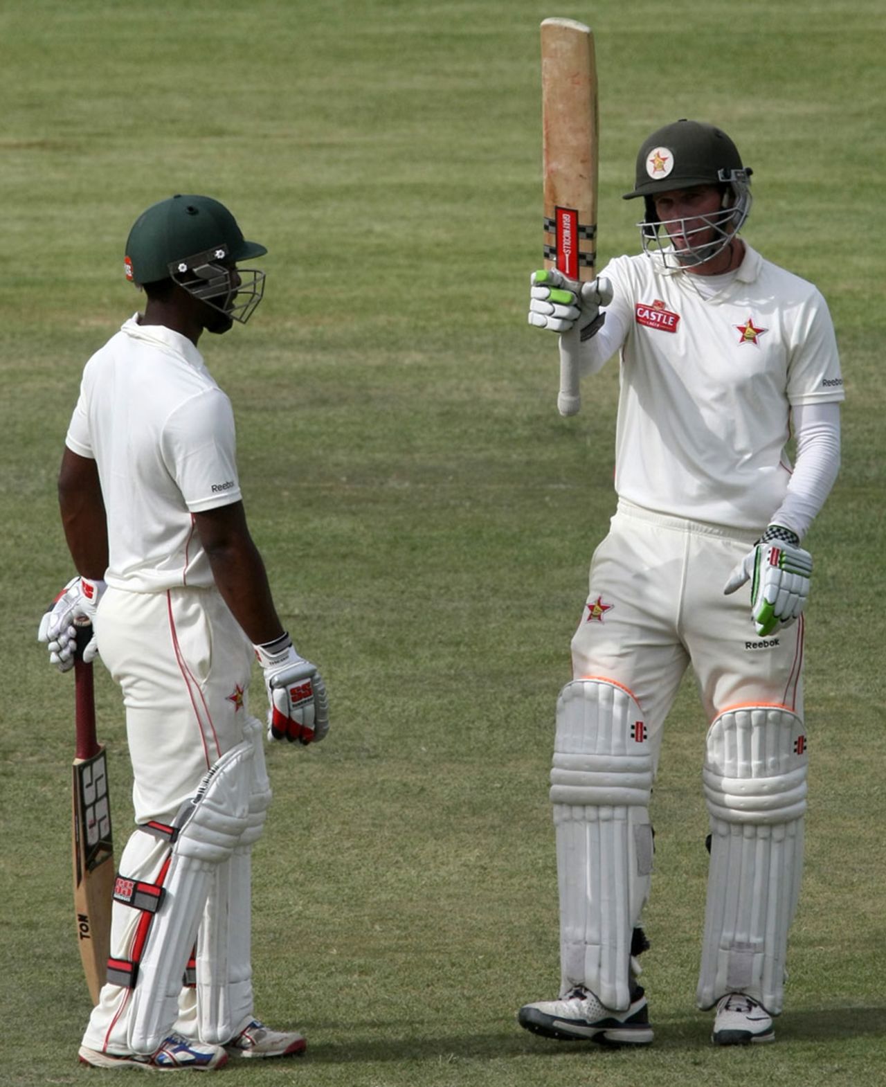 Malcolm Waller acknowledges applause for his half-century, Zimbabwe v New Zealand, only Test, Bulawayo, 3rd day, November 3, 2011