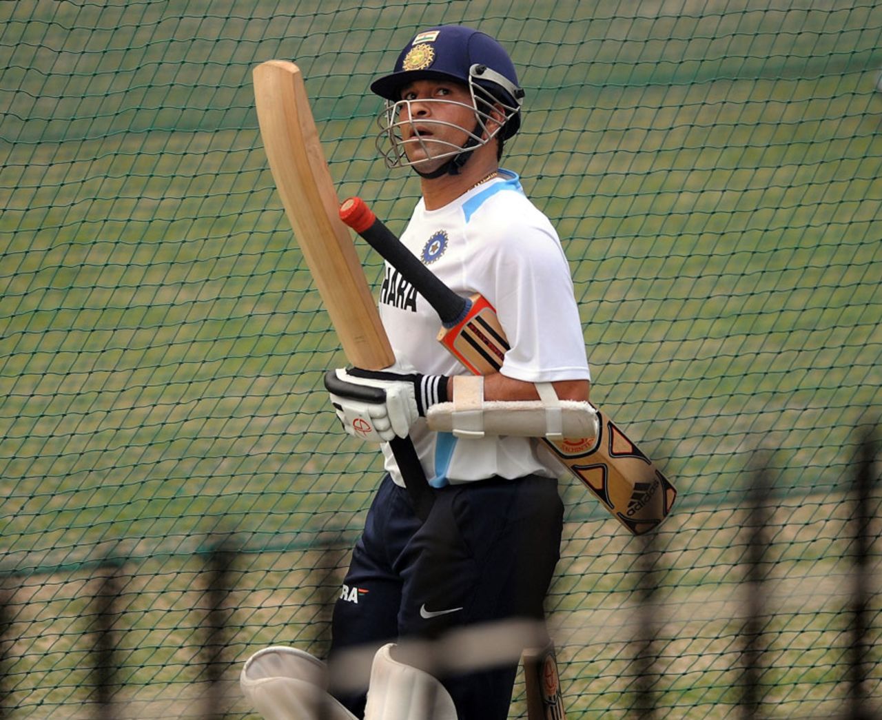 Sachin Tendulkar at the nets ahead of the first Test against West Indies, Delhi, November 4, 2011