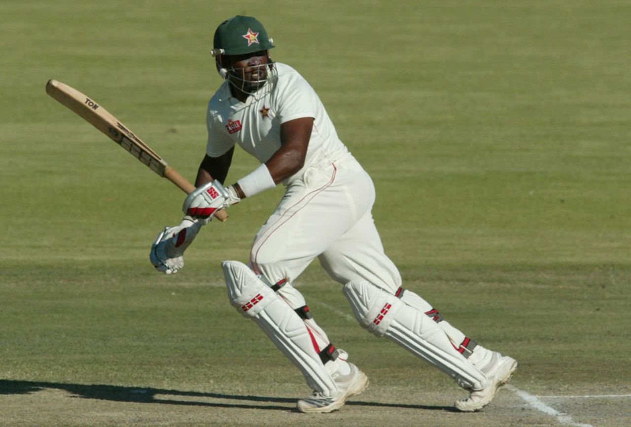 Hamilton Masakadza plays one to the leg side, Zimbabwe v New Zealand, only Test, Bulawayo, 4th day, November 4, 2011