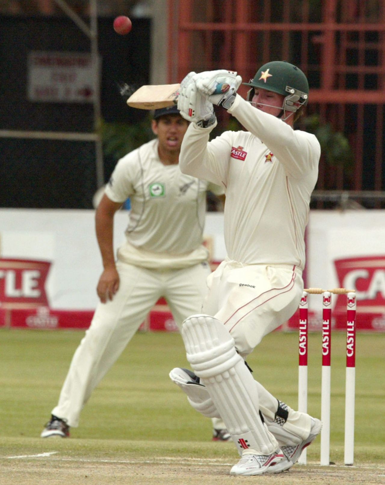 Brendan Taylor upper-cuts Chris Martin to the boundary, Zimbabwe v New Zealand, only Test, Bulawayo, 5th day, November 5, 2011