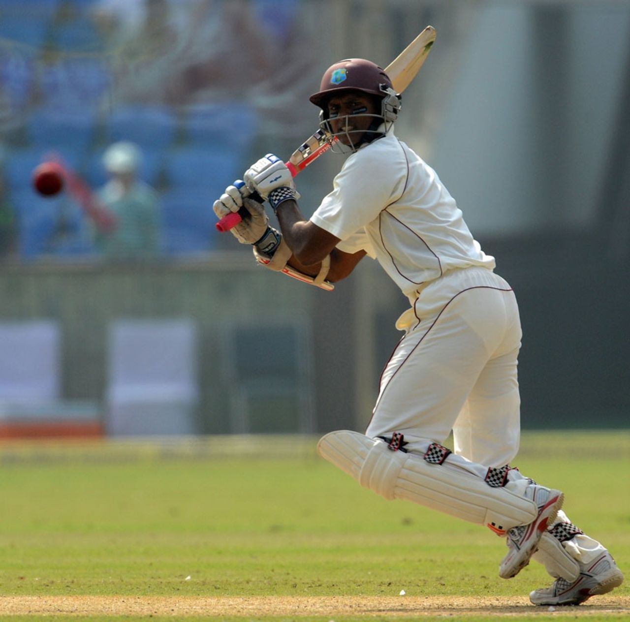 Shivnarine Chanderpaul plays the cut, India v West Indies, 1st Test, New Delhi, 1st day, November 6, 2011