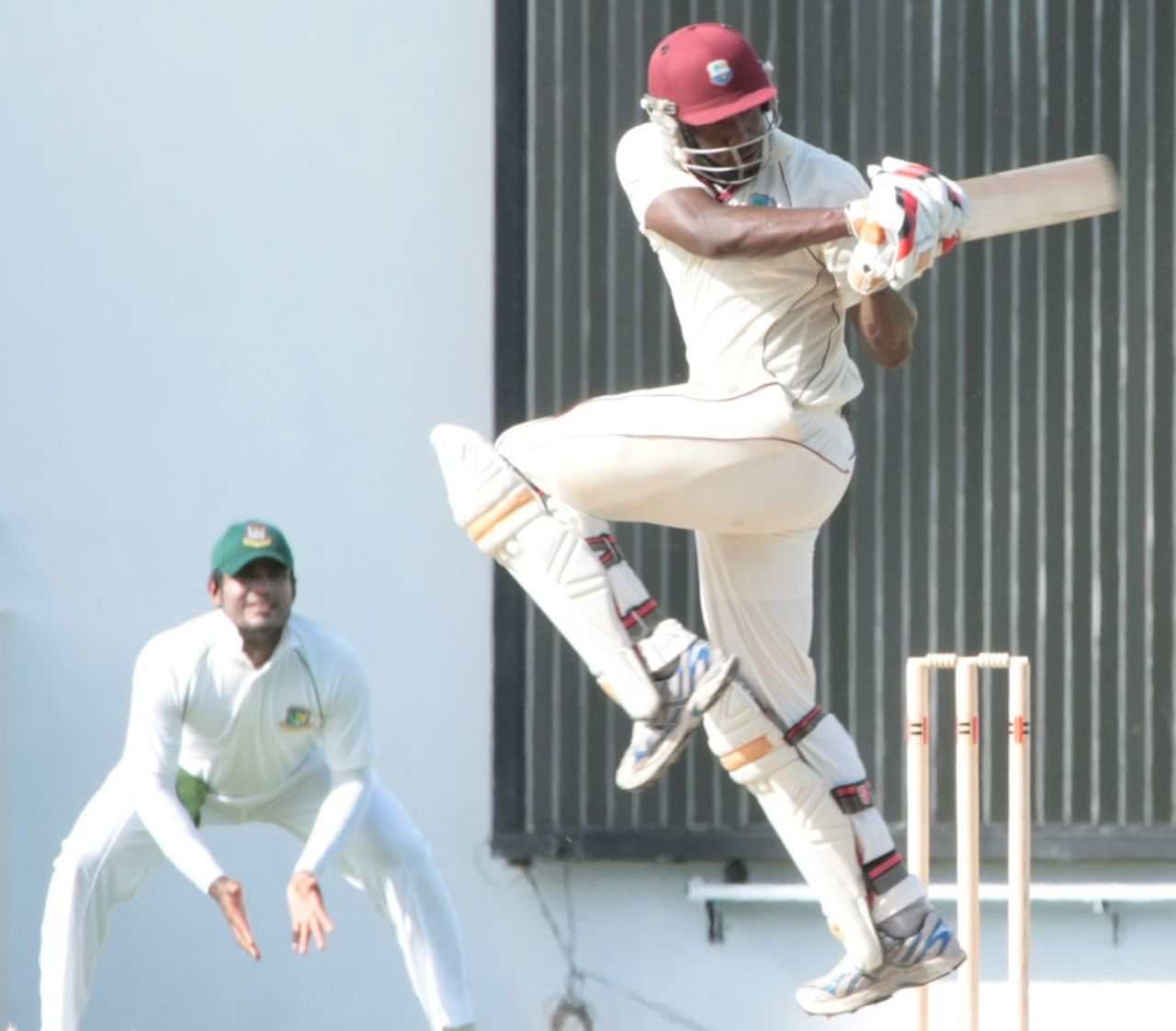 Carlos Brathwaite plays the pull, West Indies A v Bangladesh A, 1st unofficial Test, Antigua, 1st day