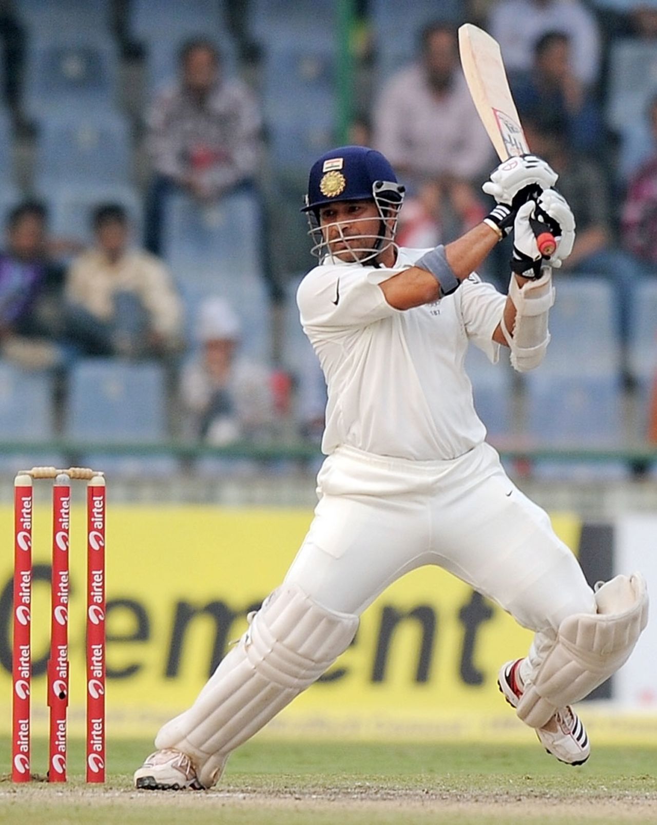Sachin Tendulkar hits one off the back foot, India v West Indies, 1st Test, New Delhi, 3rd day, November 8, 2011