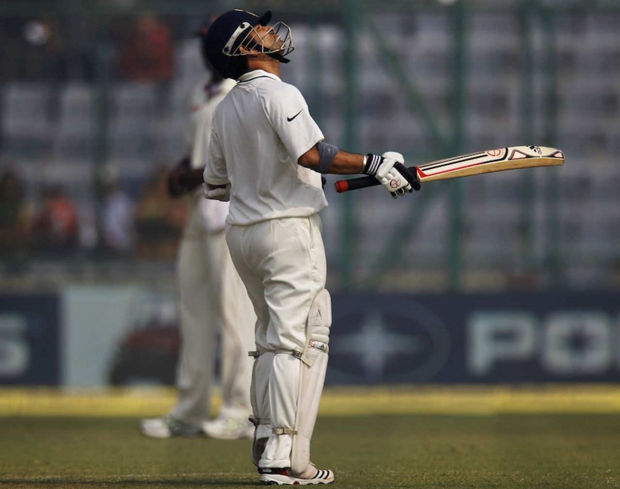 Sachin Tendulkar reached his fifty on the fourth morning, India v West Indies, 1st Test, New Delhi, 4th day, November 9, 2011