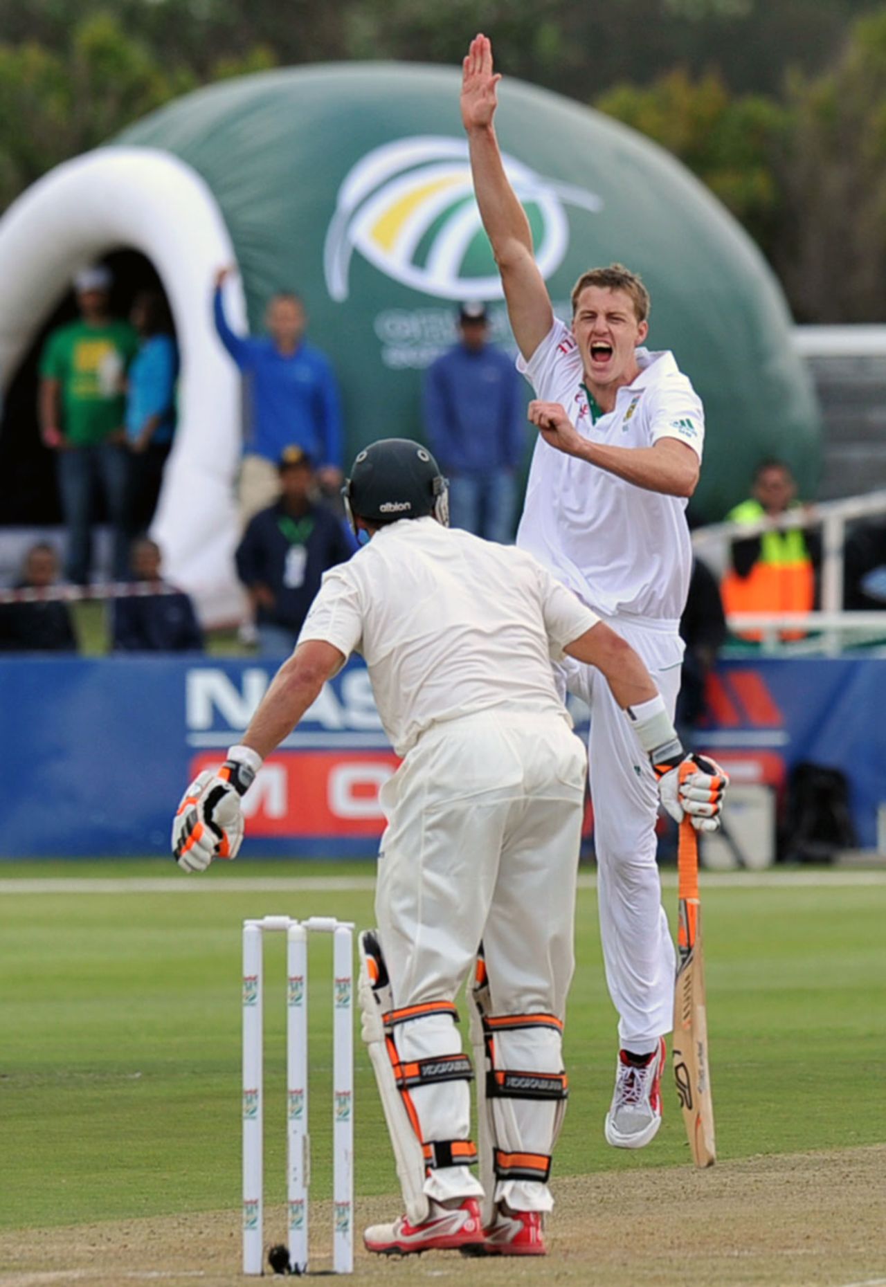 Morne Morkel had Michael Hussey inside-edging to the keeper, South Africa v Australia, 1st Test, Cape Town, 1st day, November 9, 2011