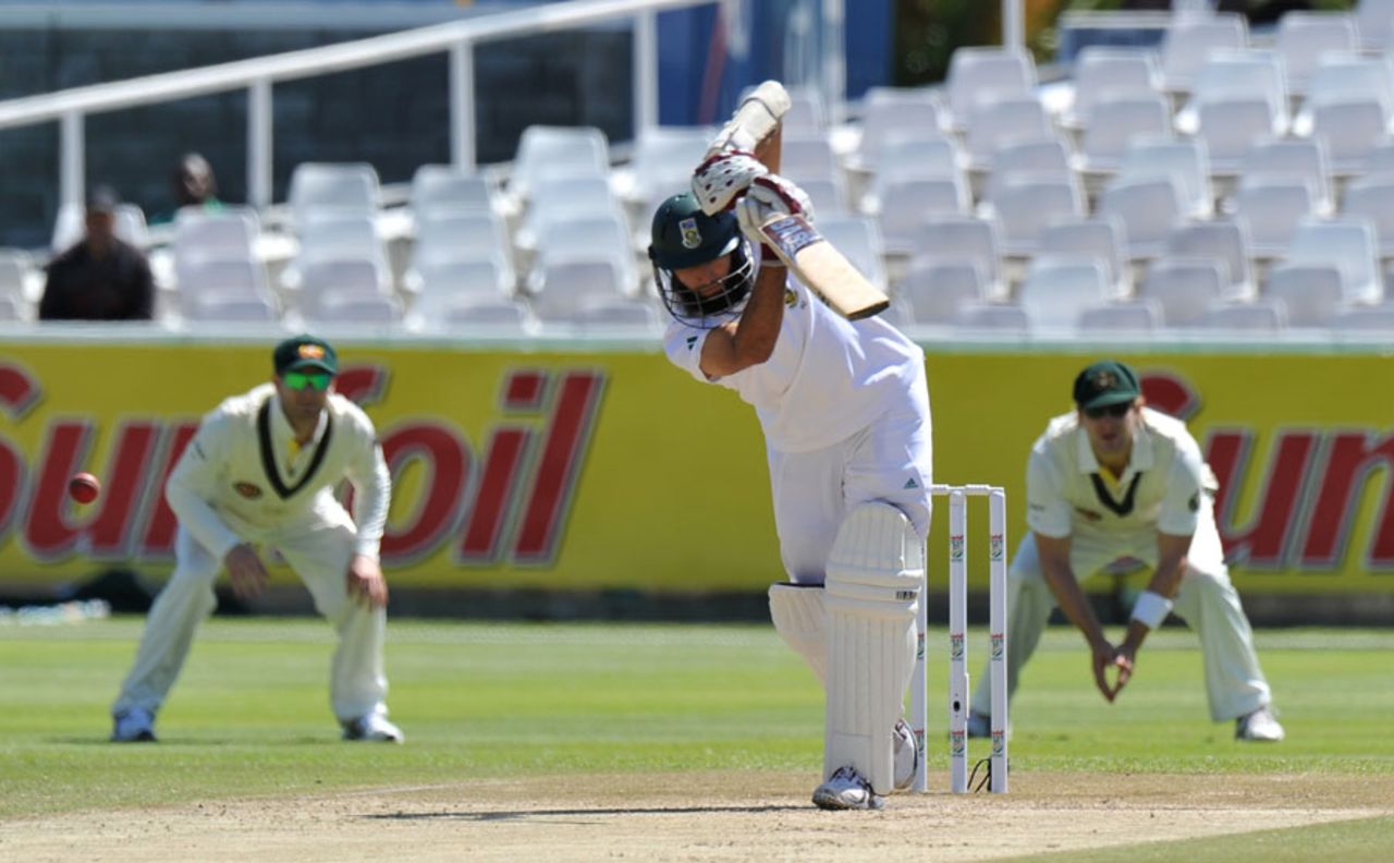 Hashim Amla drives on his way to a century, South Africa v Australia, 1st Test, Cape Town, 3rd day, November 11, 2011